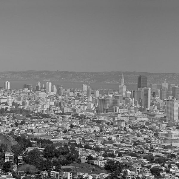Downtown San Francisco and Market street in B&W