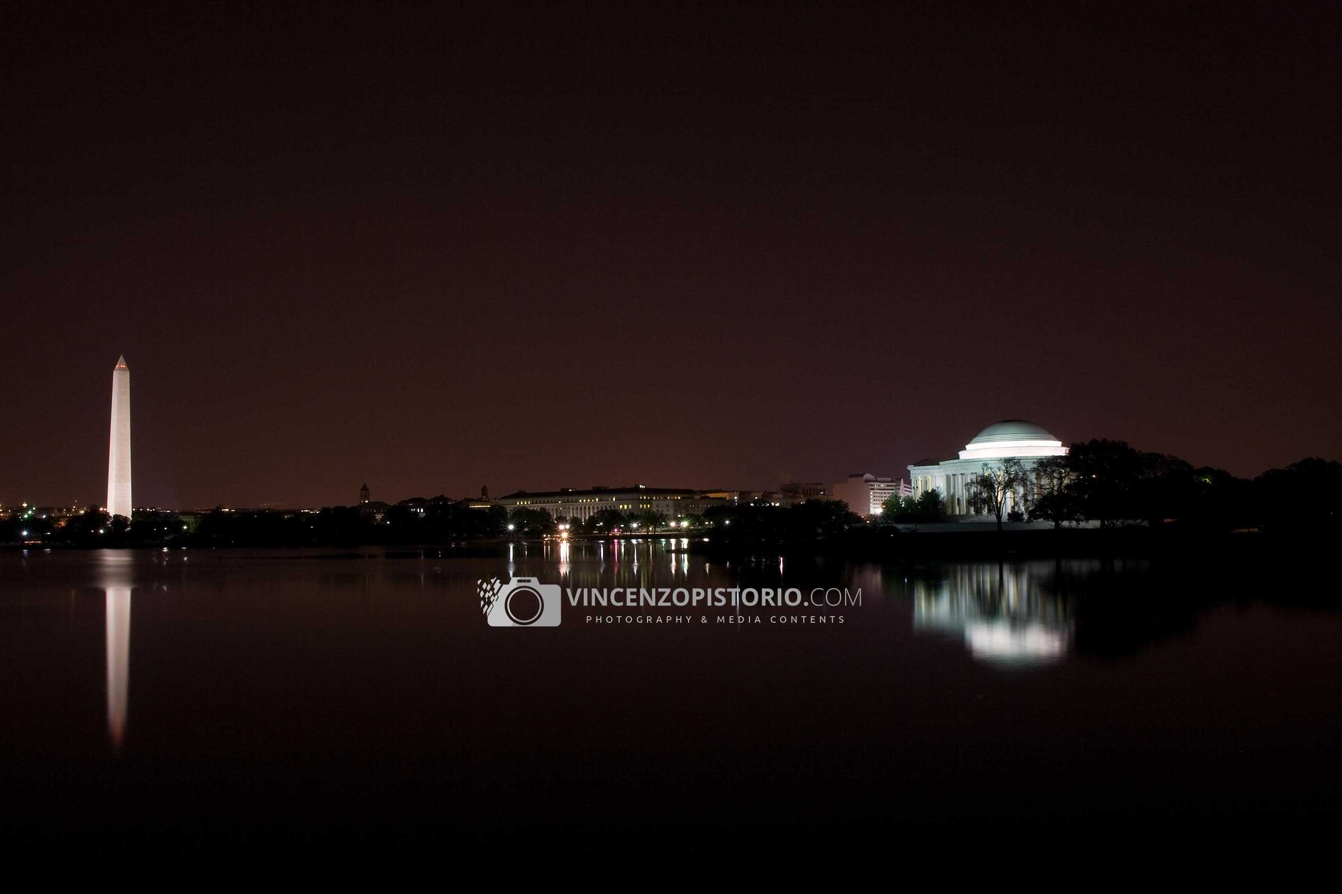View of the Washington Monument and the Jefferson Memorial at night – 1