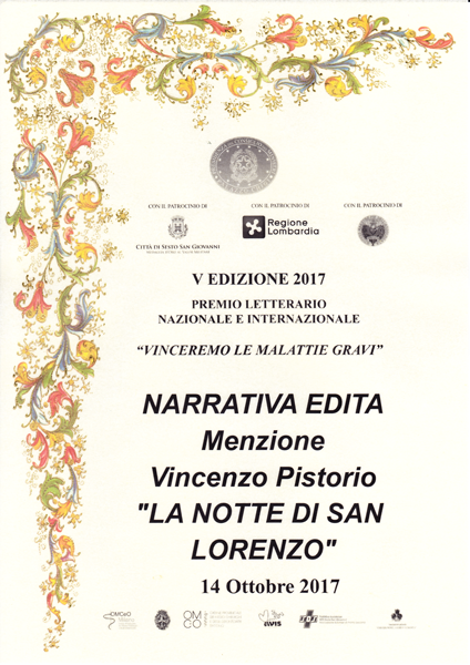 Menzione per opera finalista al Premio "Vinceremo le malattie gravi"